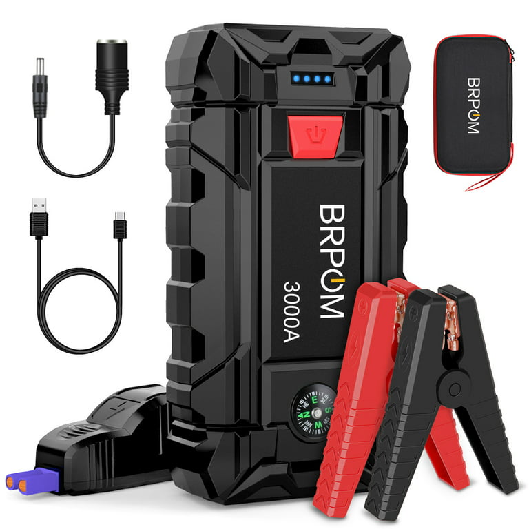 BRPOM Car Jump Starter, 2000A Peak 21800mAh 12V Auto Jump Box with Quick  Charger Portable Storage Bag(Up to 8.0L Gas or 6.5L Diesel Engine) 