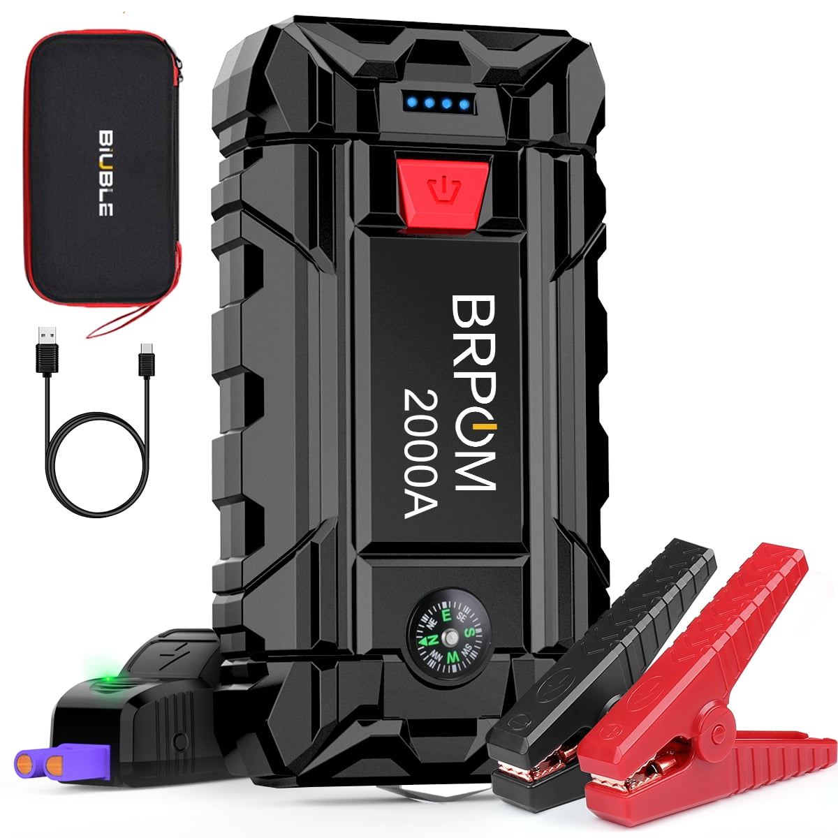 BRPOM Car Jump Starter, 1500A Peak 15800mAh (Up to 7.0L Gas or 5.5L Diesel Engine, 30 Times) 12V Auto Booster Battery Pack Jump Box with Quick