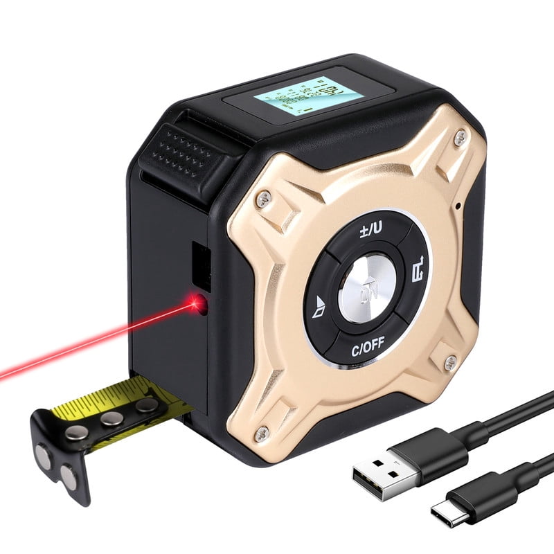 BRPOM Digital Tape | 131Ft/40m 2-In-1 Infrared Laser Tape Measure (Type-C) with 16Ft/5m AutoLock Measuring Tape, LCD Diaplay with Backlight, m/In/Ft, Distance/Area/Pythagorean/Volume Measurement