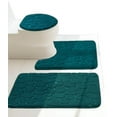 thumbnail image 1 of BRS Luxury Velvet Hunter Color 3pc Bathroom Rug Set Super Soft Memory Foam Bath Mat, Rug Contour Mat and Toilet Lid Cover Washable Non-Skid Rubber Backing, 1 of 5