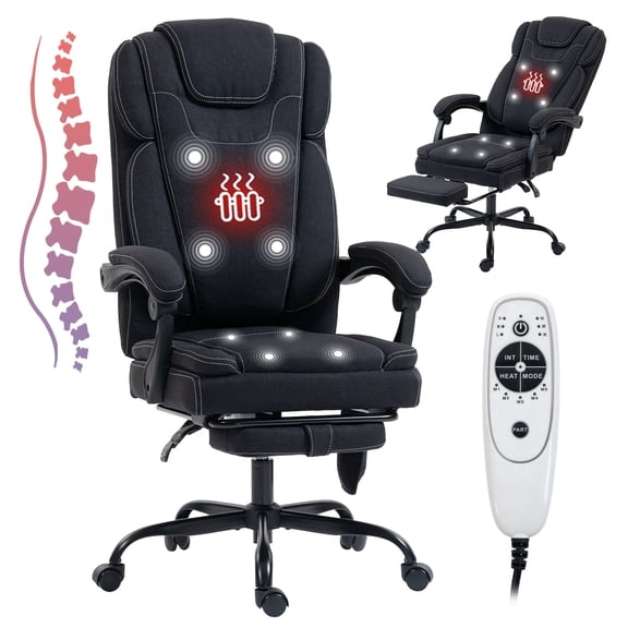 BRTHORY Massage Office Chair with Foot Rest,8 Points Vibration and Heat Ergonomic Executive Desk Chair , High Back Office Chairs with Reclining Computer Chair