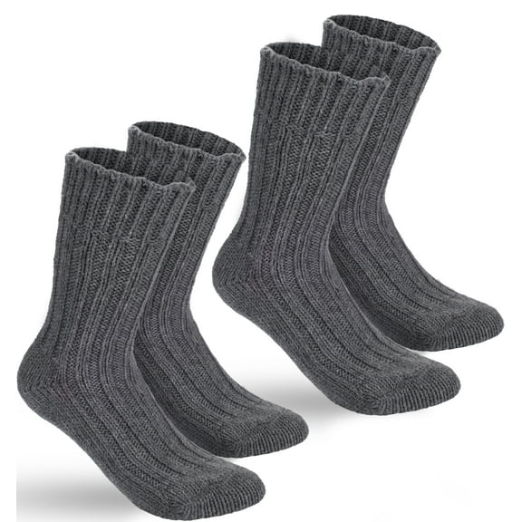 BRUBAKER 2 Pairs Unisex Alpaca Wool Socks - Thick Winter Socks for Men or Women - 100% Alpaca - Premium Thermal Warm Boot Socks