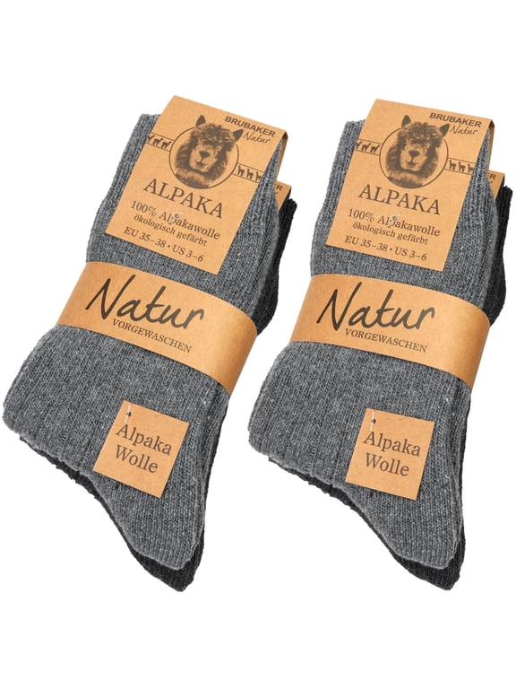 4 Pairs Alpaca Wool Socks - Fine Knit Socks for Women and Men - Unisex Socks Thin Knit
