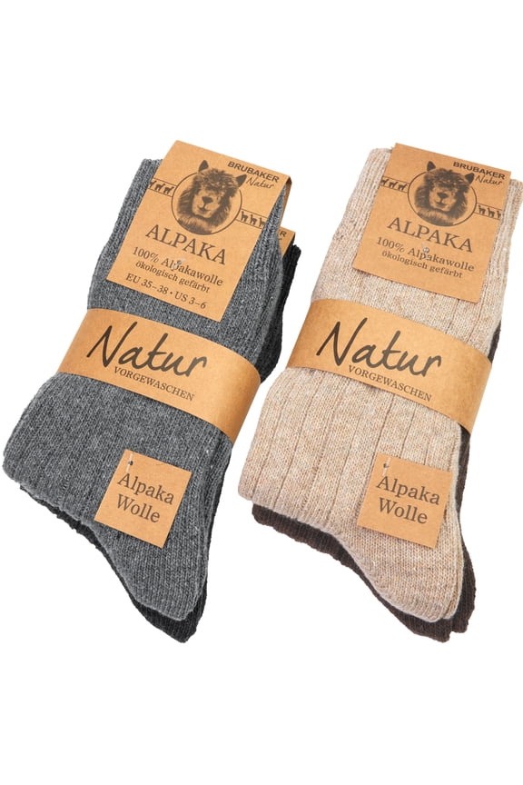 4 Pairs Alpaca Wool Socks - Fine Knit Socks for Women and Men - Unisex Socks Thin Knit