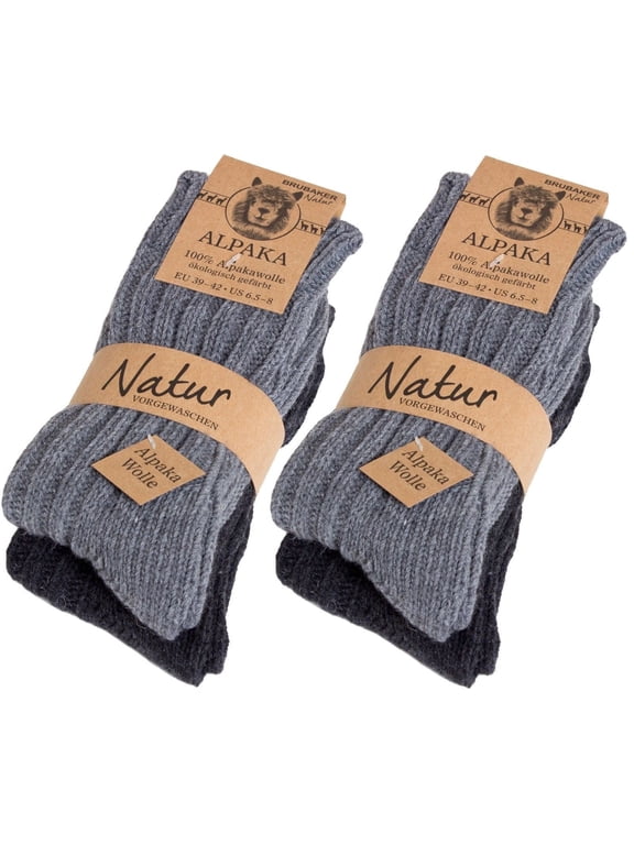 Alpaca Wool Socks - Pack of 4 Pairs - Perfect Winter Socks for Men & Women