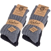 BRUBAKER Alpaca Wool Socks - Pack of 4 Pairs - Perfect Winter Socks for Men & Women