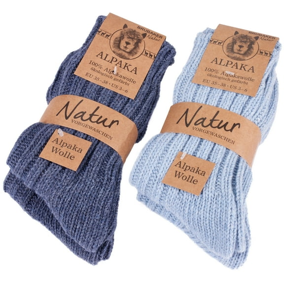 BRUBAKER Alpaca Wool Socks - Pack of 4 Pairs - Perfect Winter Socks for Men & Women