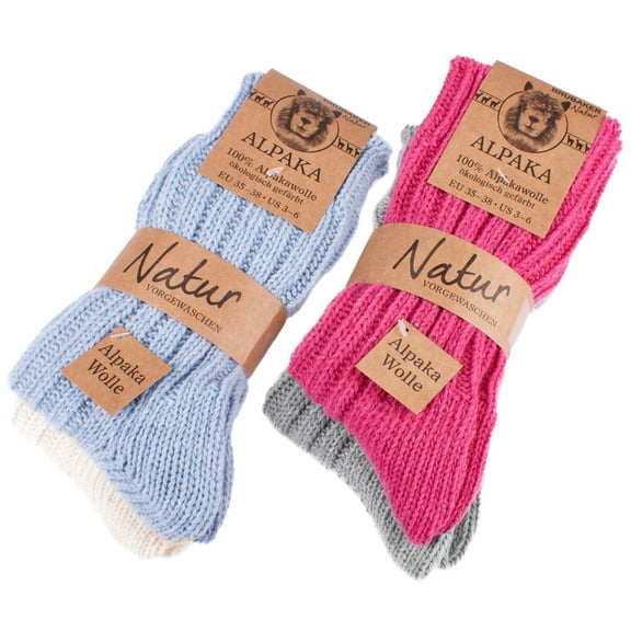 BRUBAKER Alpaca Wool Socks - Pack of 4 Pairs - Perfect Winter Socks for Men & Women
