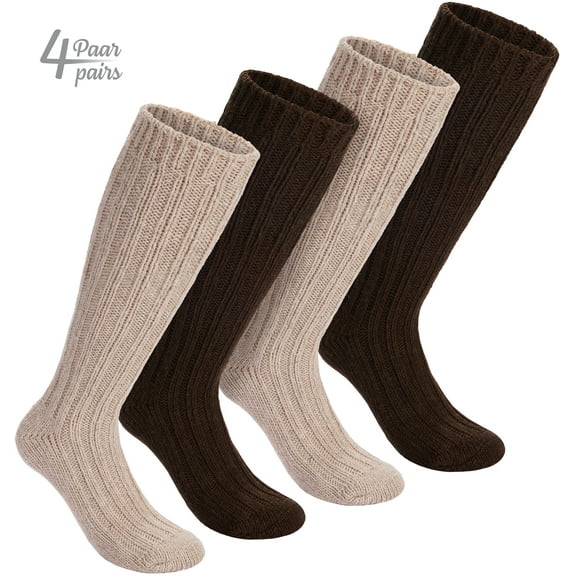 BRUBAKER Warm Alpaca Socks for Men or Women - 4 Pairs