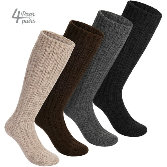 BRUBAKER Warm Alpaca Socks for Men or Women - 4 Pairs