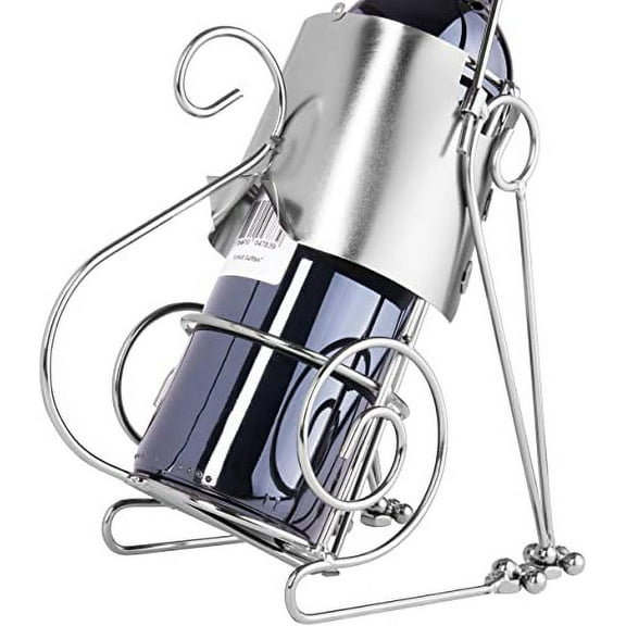 BRUBAKER Wine Bottle Holder Cat - Metal Sculpture - Wine Rack Decor - Tabletop - with Greeting Card