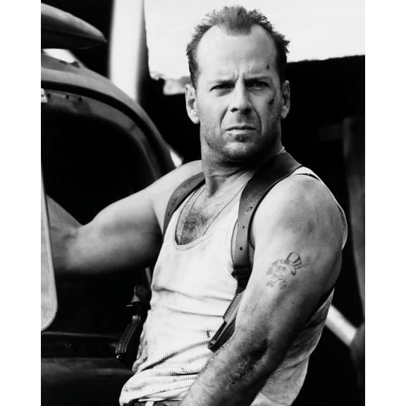 BRUCE WILLIS HUNKY 24X36 Poster B&W PHOTO IN VEST