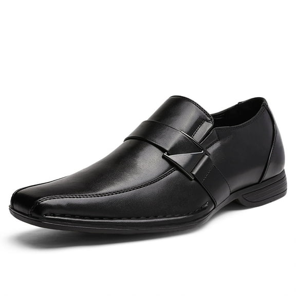 Bruno Marc Men Oxfords Fashion Square Toe Shoes Slip On Loafers Dress Shoes GIORGIO-3 BLACK Size 9.5