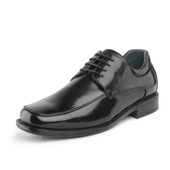 BRUNO MARC Mens Classic Oxfords Shoes Square Toe Leather Shoes Lace up Dress Shoes GOLDMAN-01 BLACK Size 7.5