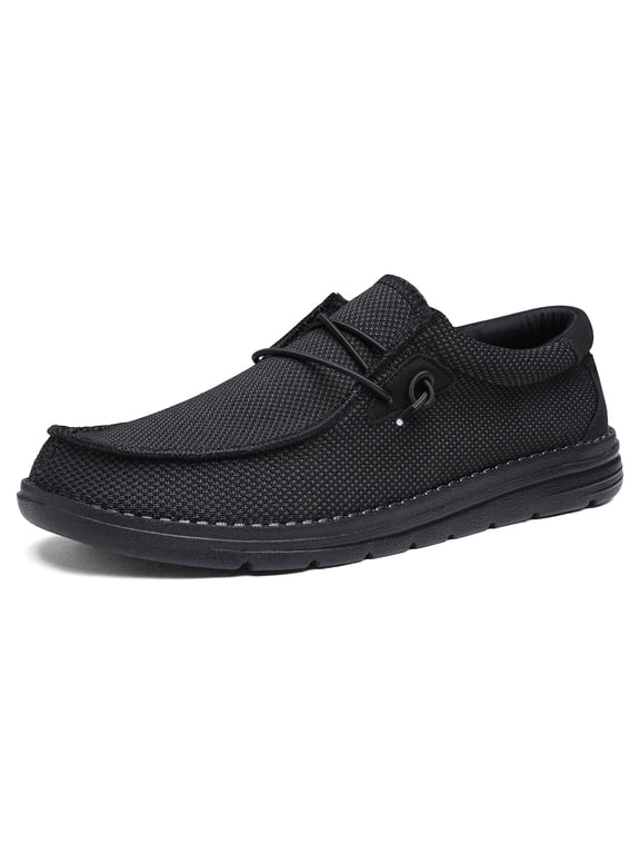 Mens Slip On Loafers Lightweight Casual Boat Shoes Comfort Walking Shoes BLACK Size 11