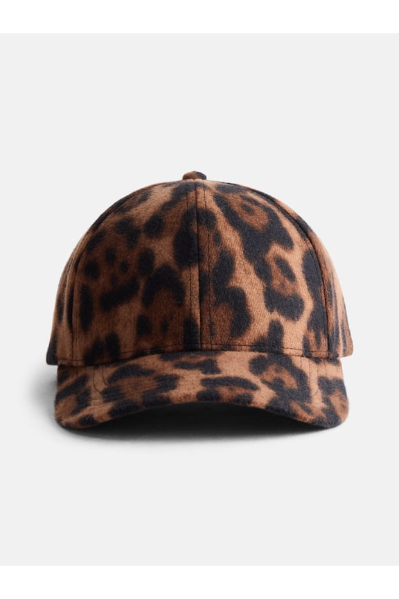 Women's Printed Brushed Baseball Cap, Leopard