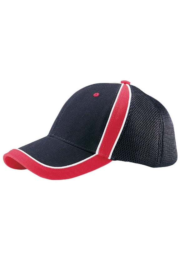 BRUSHED CANVAS SPORTS MESH CAP, Black Red