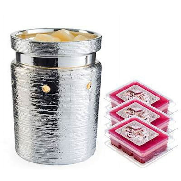 BRUSHED CHROME  Illumination Fragrance Warmer Gift Set with 3 Courtneys Wax Melts - PATCHOULI-PURE