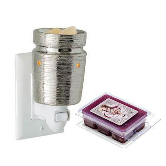 BRUSHED CHROME Pluggable Fragrance Warmer Gift Set with Courtneys Wax Melt - EUCALYPTUS-LAVENDER