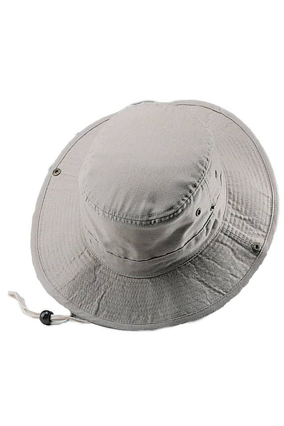 BRUSHED TWILL AUSSIE HAT WITH SIDE SNAPS AND CHIN CORD, Khaki Large