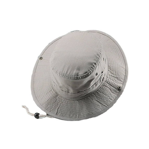 BRUSHED TWILL AUSSIE HAT WITH SIDE SNAPS & CHIN CORD, Beige Large