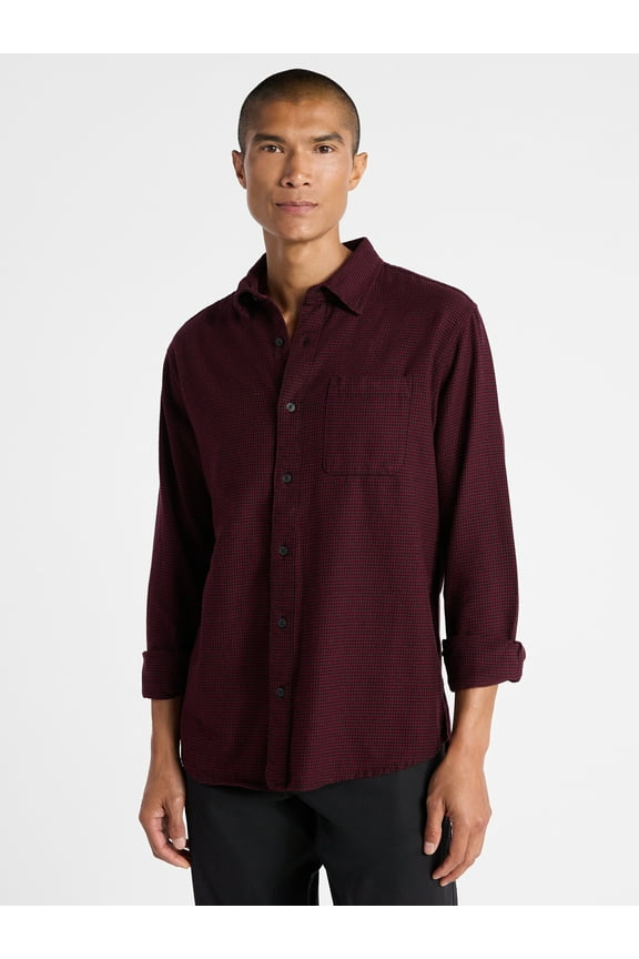 Men's Brushed Cotton Twill Shirt with Long Sleeves, Sizes XS-3XL