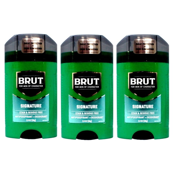 BRUT Antiperspirant + Deodorant Stick Signature, Stain & Residue Free, 2 OZ - 3 Pack