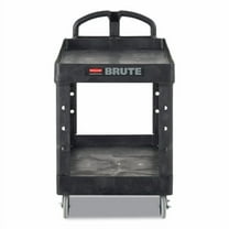 BRUTE Heavy-Duty Utility Cart with Lipped Shelves, Plastic, 2 Shelves, 500 lb Capacity, 17.13" x 38. | Bundle of 2