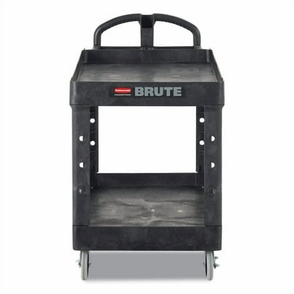 BRUTE Heavy-Duty Utility Cart with Lipped Shelves, Plastic, 2 Shelves, 500 lb Capacity, 17.13" x 38. | Bundle of 2