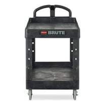 BRUTE Heavy-Duty Utility Cart with Lipped Shelves, Plastic, 2 Shelves, 500 lb Capacity, 25.9" x 45.2 | Bundle of 2