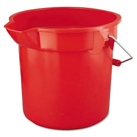 BRUTE Round Utility Pail, 14 qt, Plastic, Red, 12" dia | Bundle of 10 Each