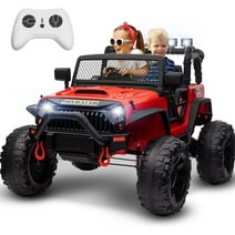 BRX 24V Ride on Car Truck w/Remote Control, 2 Seater Kids Electric Toy Car, 2*200W Powerful Engine, 9Ah Battery, 3 Speed, Spring Suspension, Music, DIY Sticker, 4 Wheeler for Girls Boys, Red