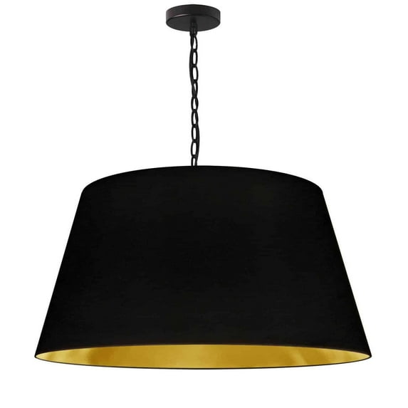 Dainolite 1LT Brynn Large Pendant, Blk/Gld Shade, Black