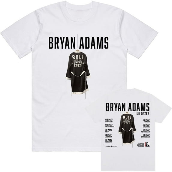 BRYAN ADAMS ROLL WITH THE PUNCHES TOUR 2025 Letter Print Short Sleeve O-Neck Summer Streetwear Cotton Blend T-Shirt for Men