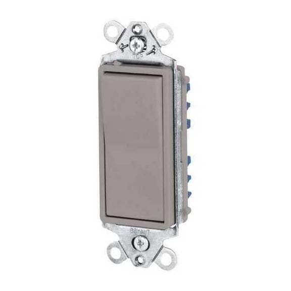 Bryant Wall Switch,15A,Gray,3-Way Type,Rocker 9803GRY