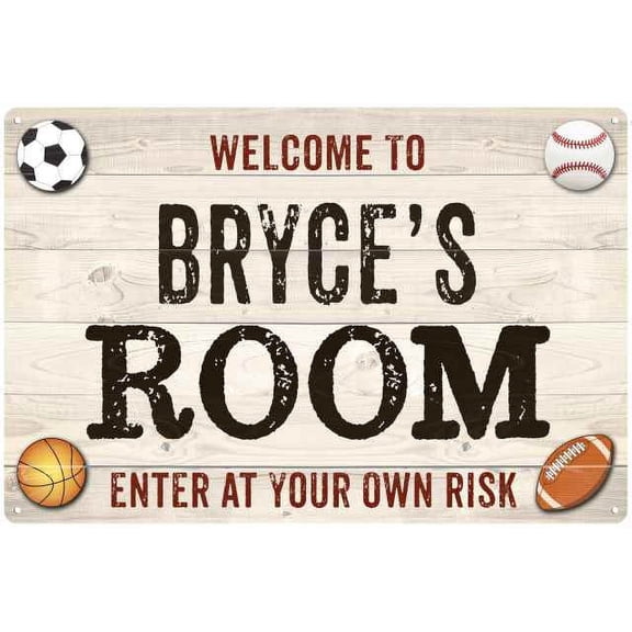 BRYCE'S Room Kids Bedroom Sign Boy's Gift 8x12 Metal 108120090110
