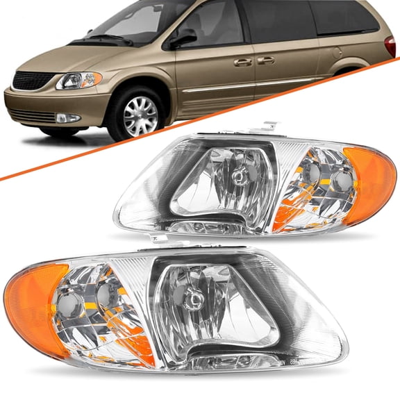 BRYGHT-For 01-07 Dodge Caravan Chrysler Town & Country Headlight Driver+Passenger 2001-2007