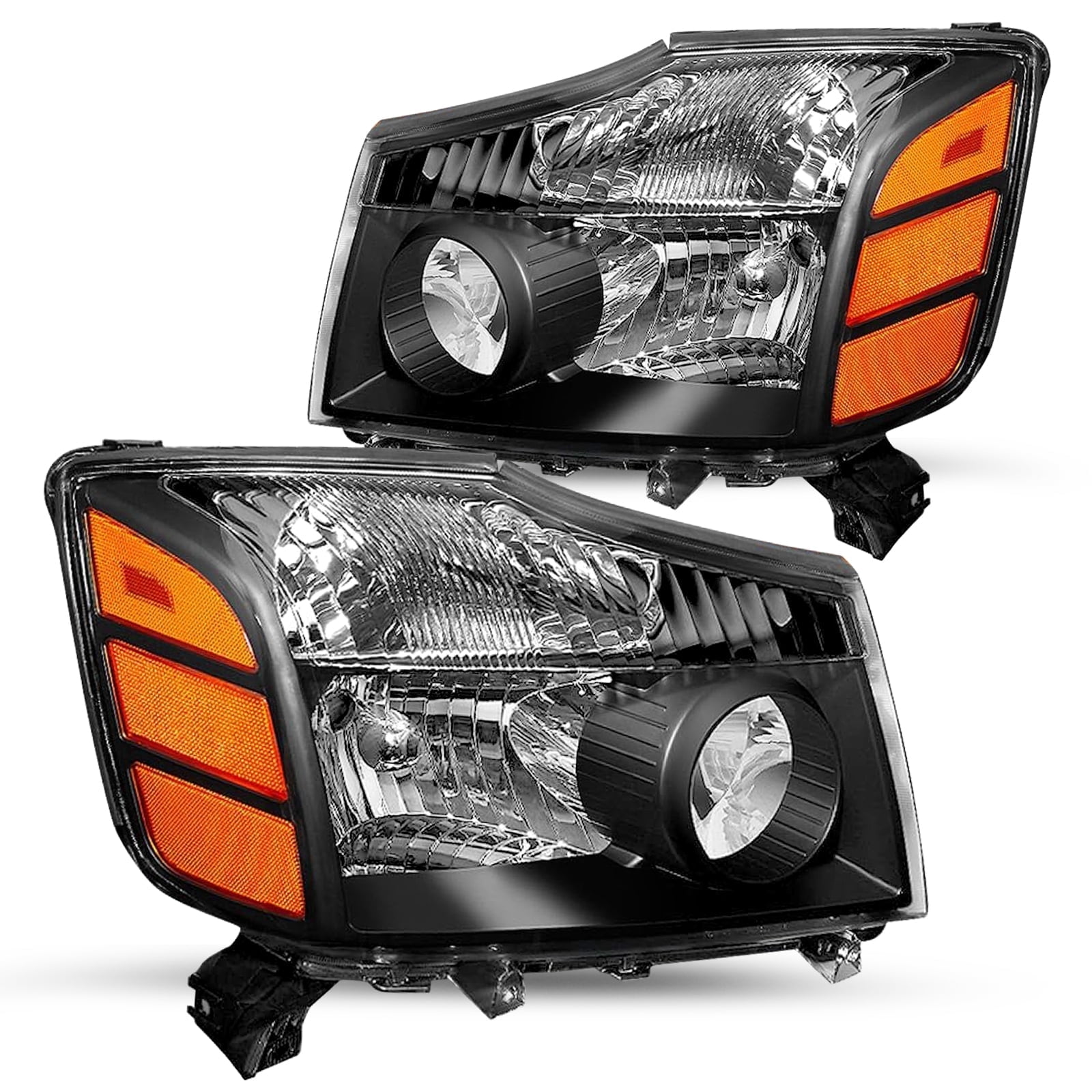 BRYGHT-For 2004-2015 Nissan Titan/04 05 06 07 Armada Black Housing Headlights lamps Pair