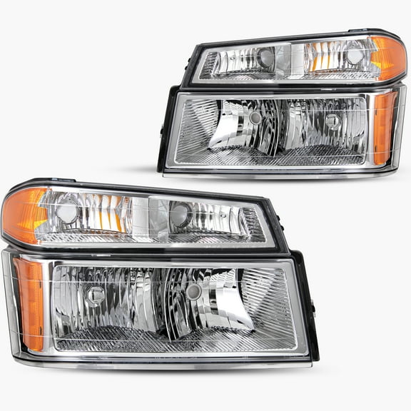 BRYGHT-For 2004-2012 Chevy Colorado GMC Canyon Chrome Headlights Amber Corner Bumper Lamps