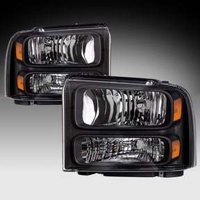 BRYGHT-For 2005 2006 2007 Ford F250 F350 F450 F550 Super Duty Black Headlights Lamps