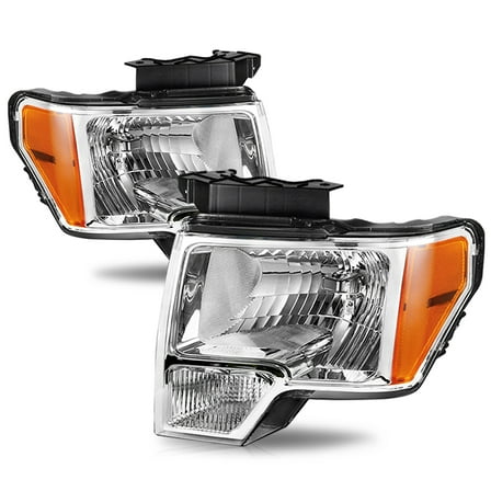 BRYGHT-For 2009 2010 2011 2012 2013 2014 Ford F-150 F150 Pickup Chrome Headlights Pair