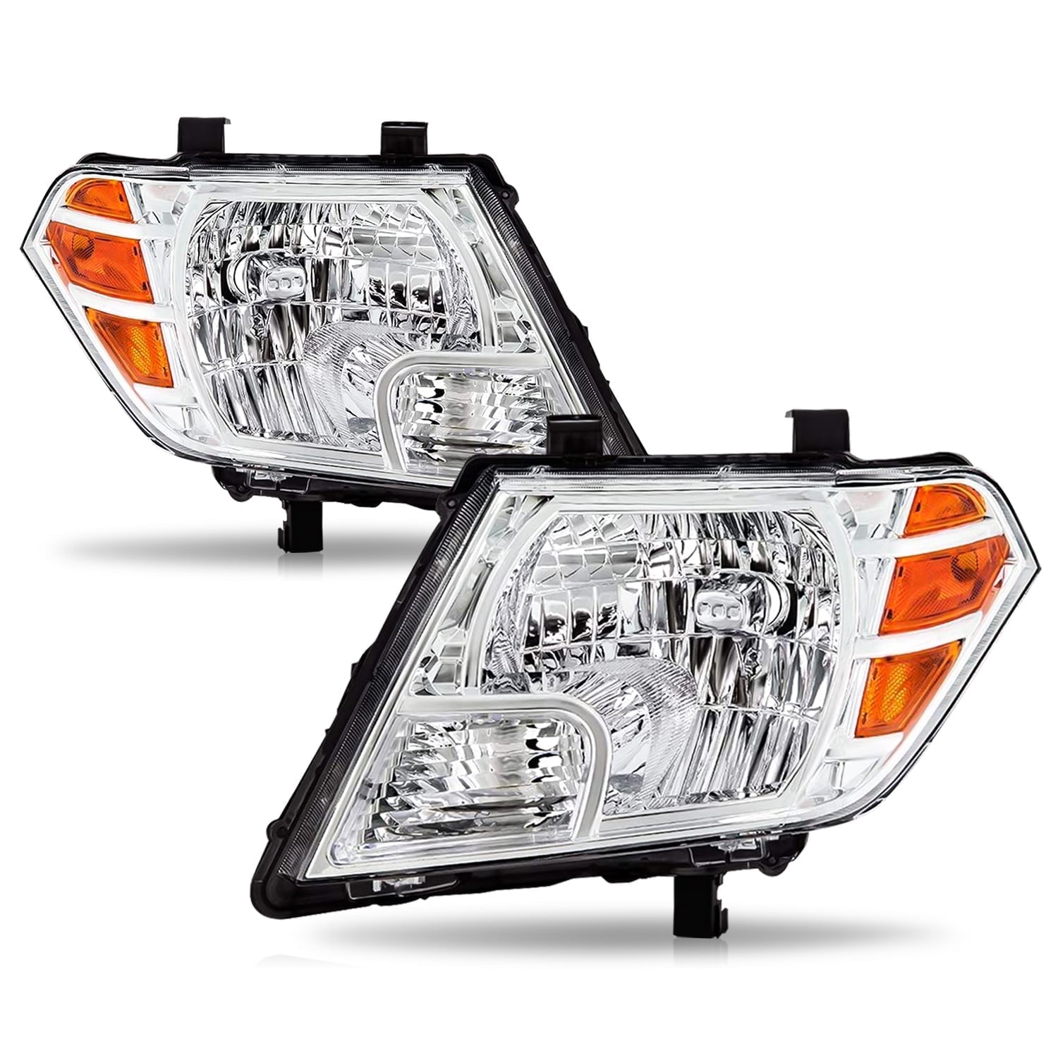 BRYGHT-For 2009 2020 2021 Nissan Frontier 4DR Chrome Headlights Headlamps Left & Right