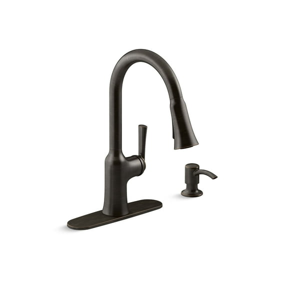 KOHLER Brynn Pull Down Kitchen Faucet, 2 function sprayhead, Magnetic Docking, Oil Rubbed Bronze, K-R23089-SD-2BZ