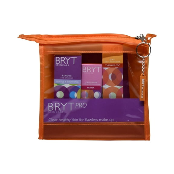 BRYT Skincare Pro Kit | For Flawless Makeup Application & Base. Clean, Nourish, Protect and Prime Skin for a Professional Finish | Choose Your Bag Color (Orange)