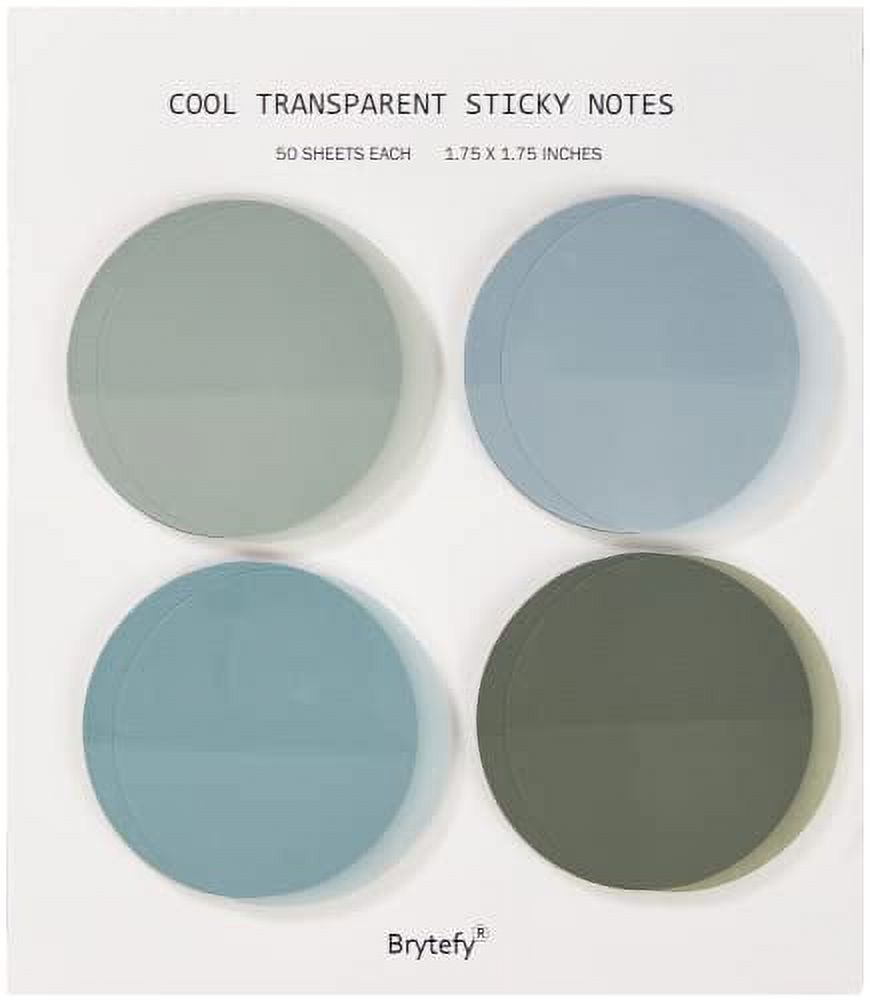 BRYTEFY Cute Round Transparent Sticky Notes, Set of 4 Circle Clear ...