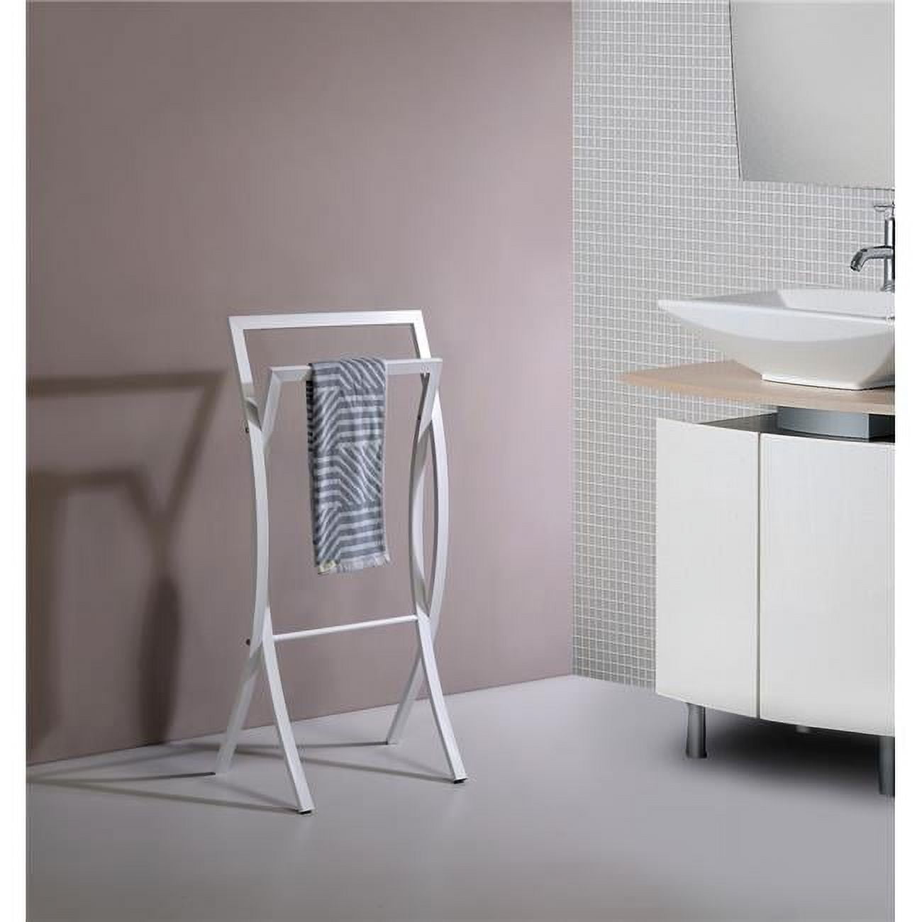 White Metal Freestanding 2-Tier Towel Rack Stand
