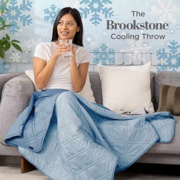 Brookstone Cooling Throw Blue, Solid Print, Nylon Polyethylene, Knit, 1 Piece, Standard Size