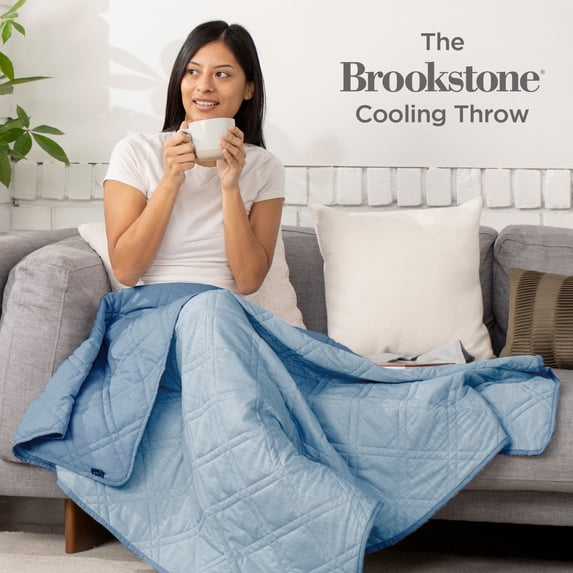 Brookstone Cooling Throw Blue, Solid Print, Nylon Polyethylene, Knit, 1 Piece, Standard Size