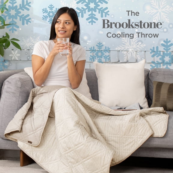 Brookstone Cooling Throw Taupe, Solid Print, Nylon Polyethylene, Knit, 1 Piece, Standard Size