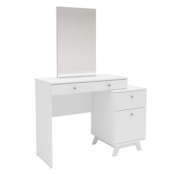 BS Canada Import Decor BS-100018 Santa Monica 2-Drawer Dressing Table with Mirror, White